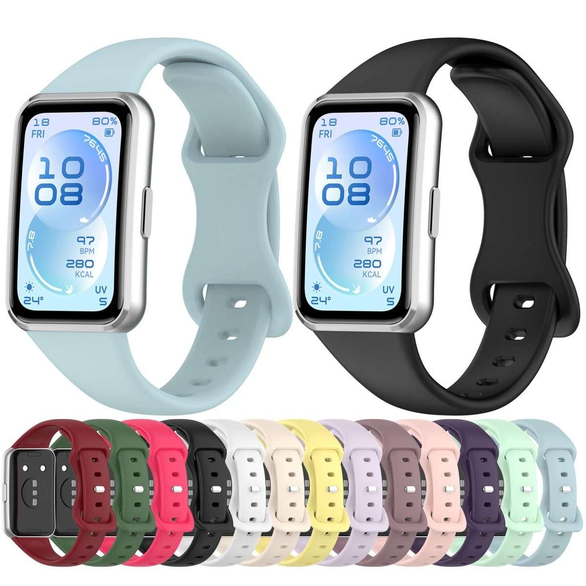 For Huawei Band 11 / Band 11 Pro Slim Butterfly Clasp Solid Color Silicone Wat ... (Light Apricot)
