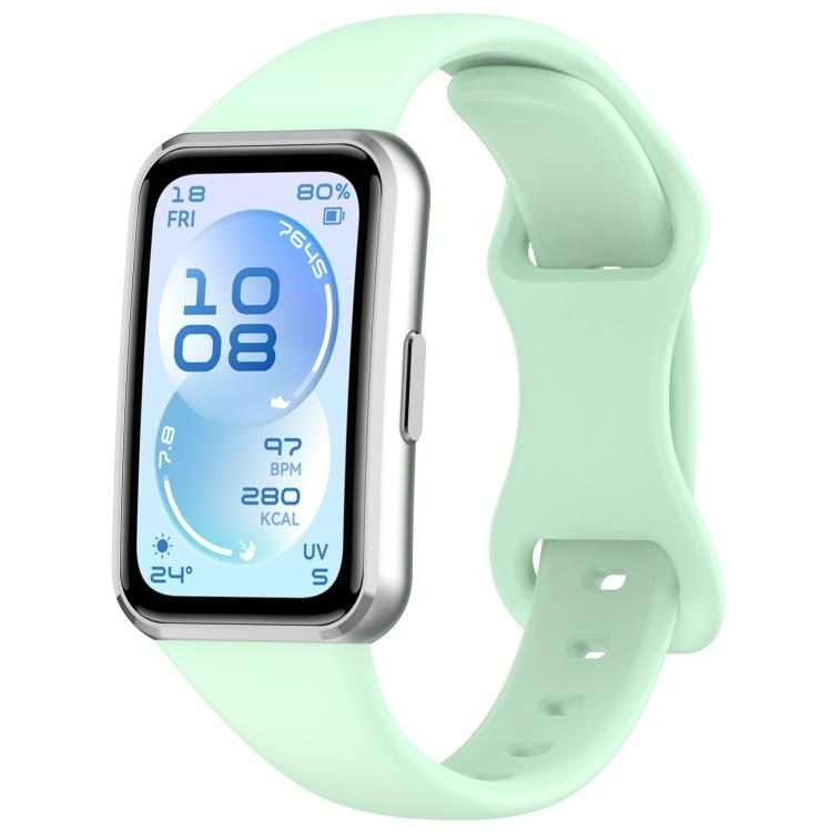 For Huawei Band 11 / Band 11 Pro Slim Butterfly Clasp Solid Color Silicone Watch Band(Mint Green)