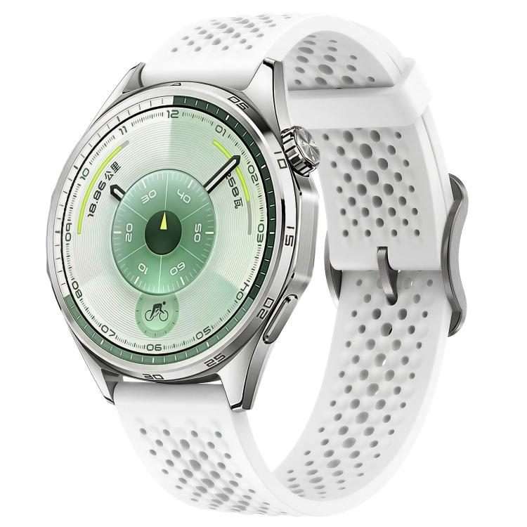 18mm Perforated Breathable Pin Buckle Silicone Watch Band(White)