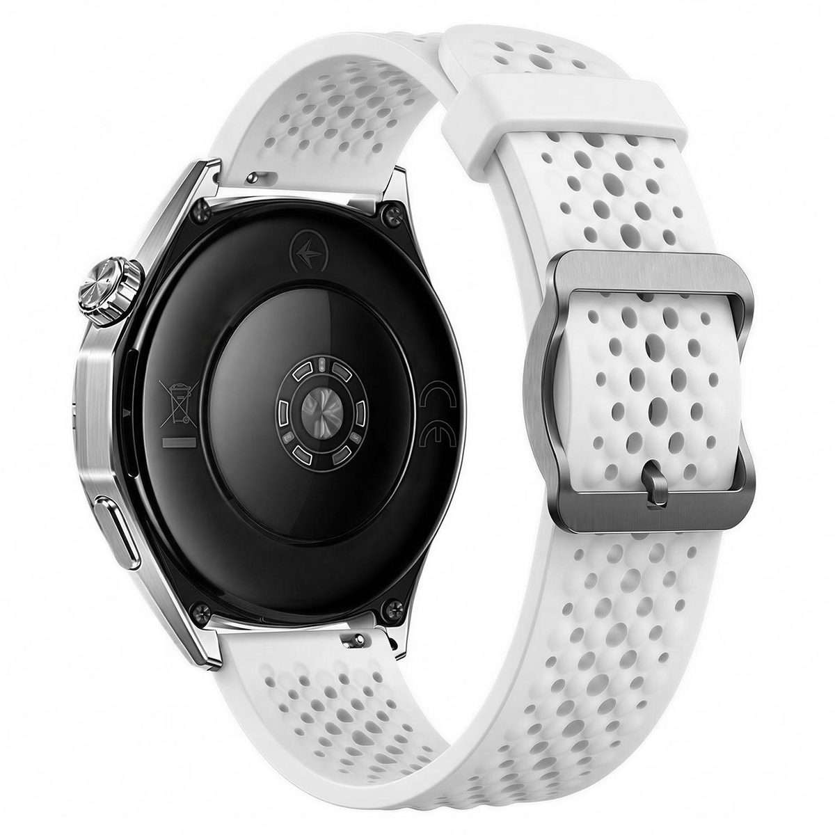 18mm Perforated Breathable Pin Buckle Silicone Watch Band(White)