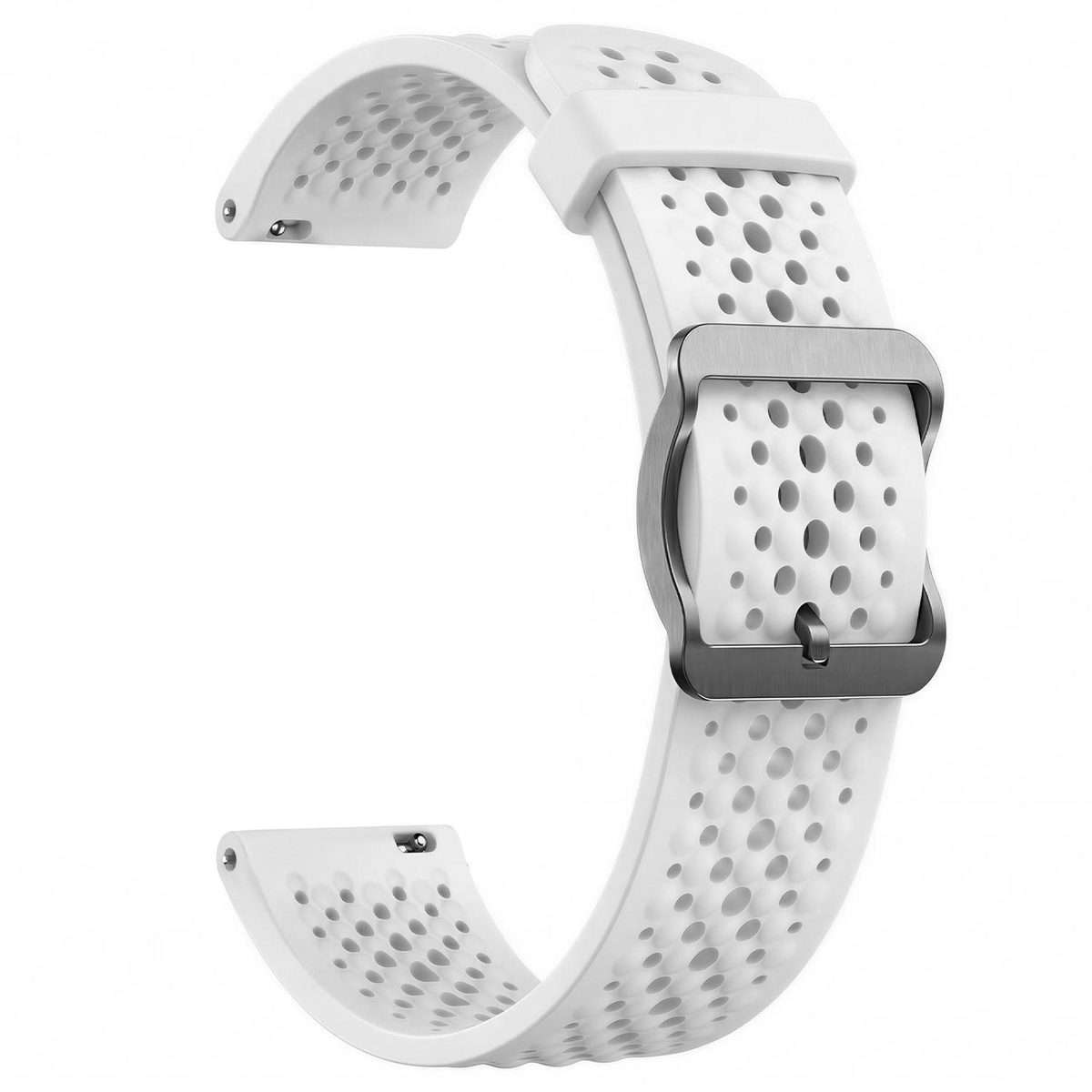 18mm Perforated Breathable Pin Buckle Silicone Watch Band(White)