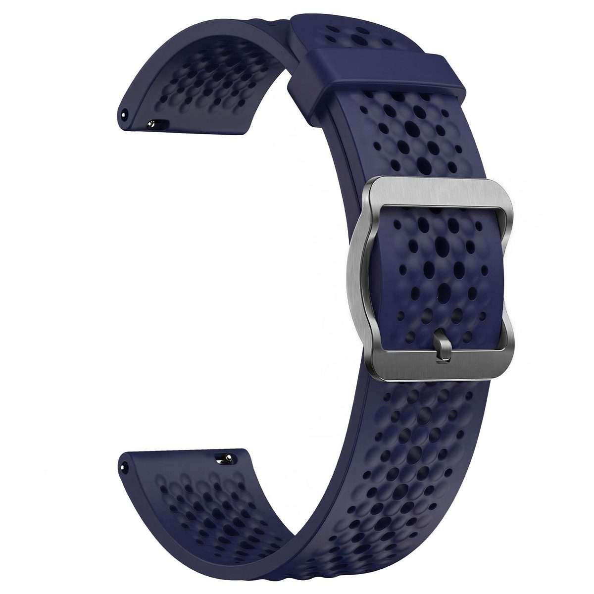 18mm Perforated Breathable Pin Buckle Silicone Watch Band(Midnight Blue)