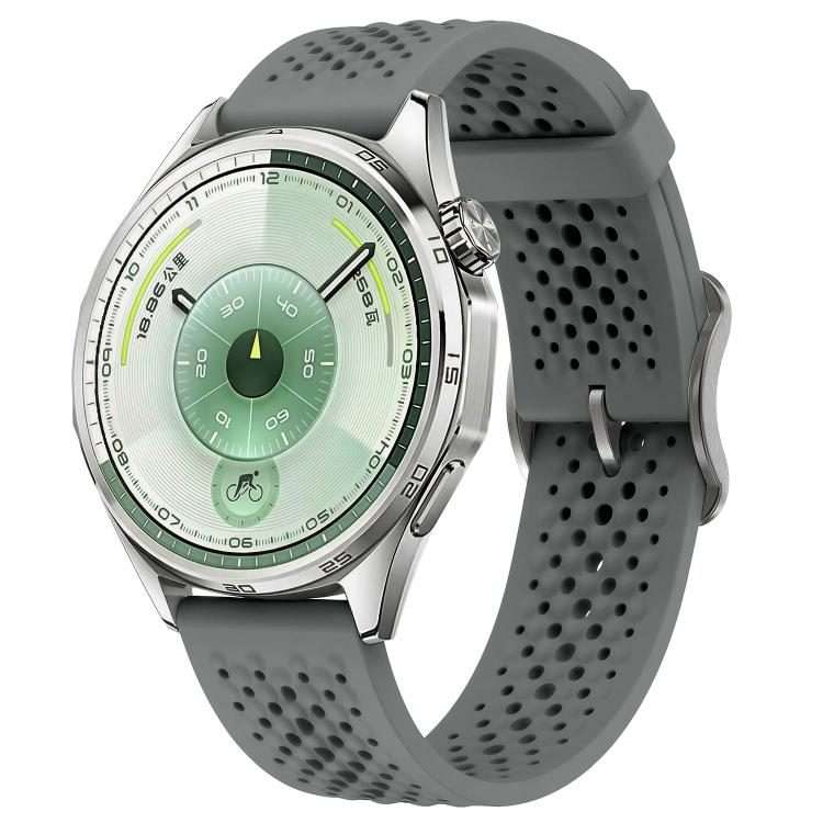 18mm Perforated Breathable Pin Buckle Silicone Watch Band(Dark Grey)