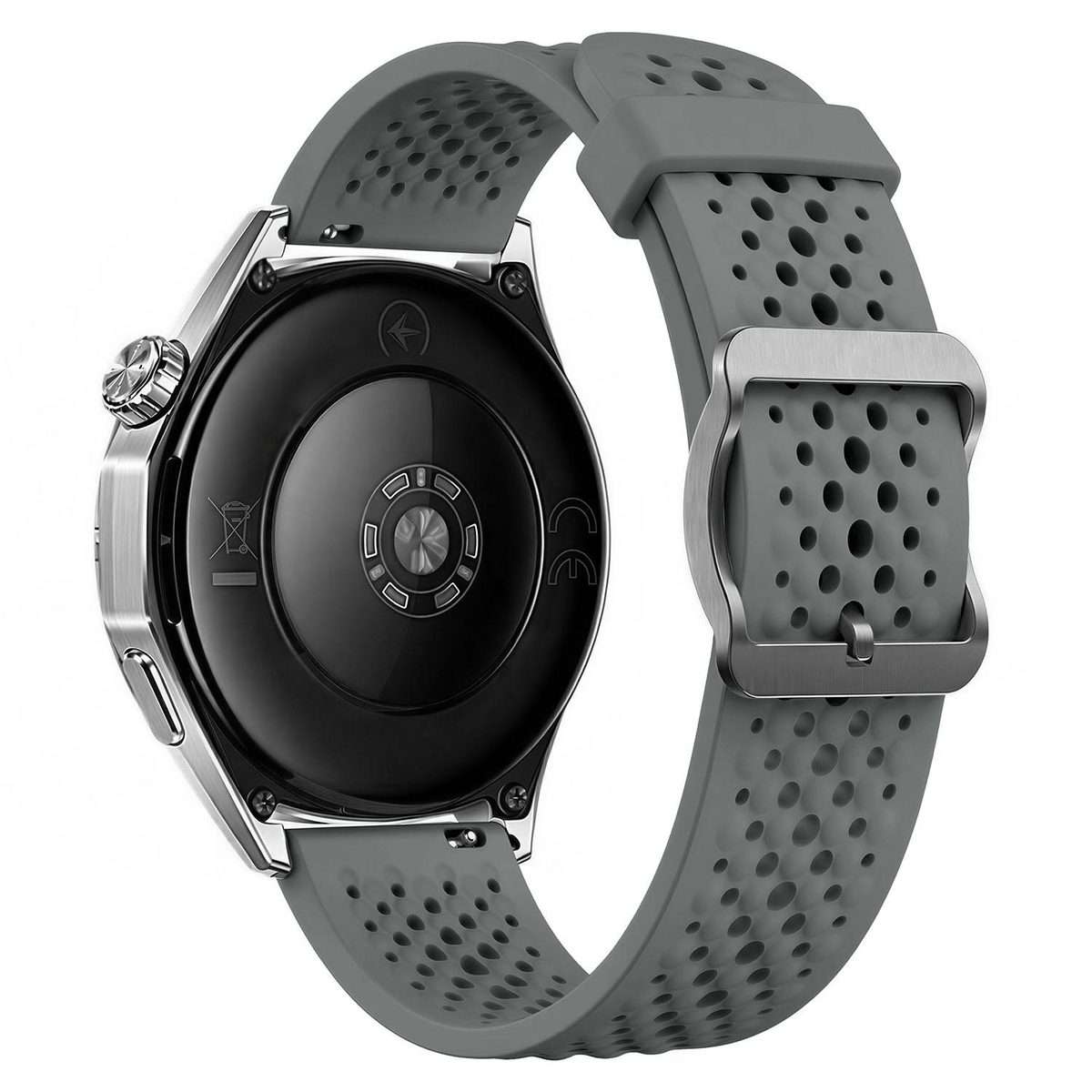 18mm Perforated Breathable Pin Buckle Silicone Watch Band(Dark Grey)