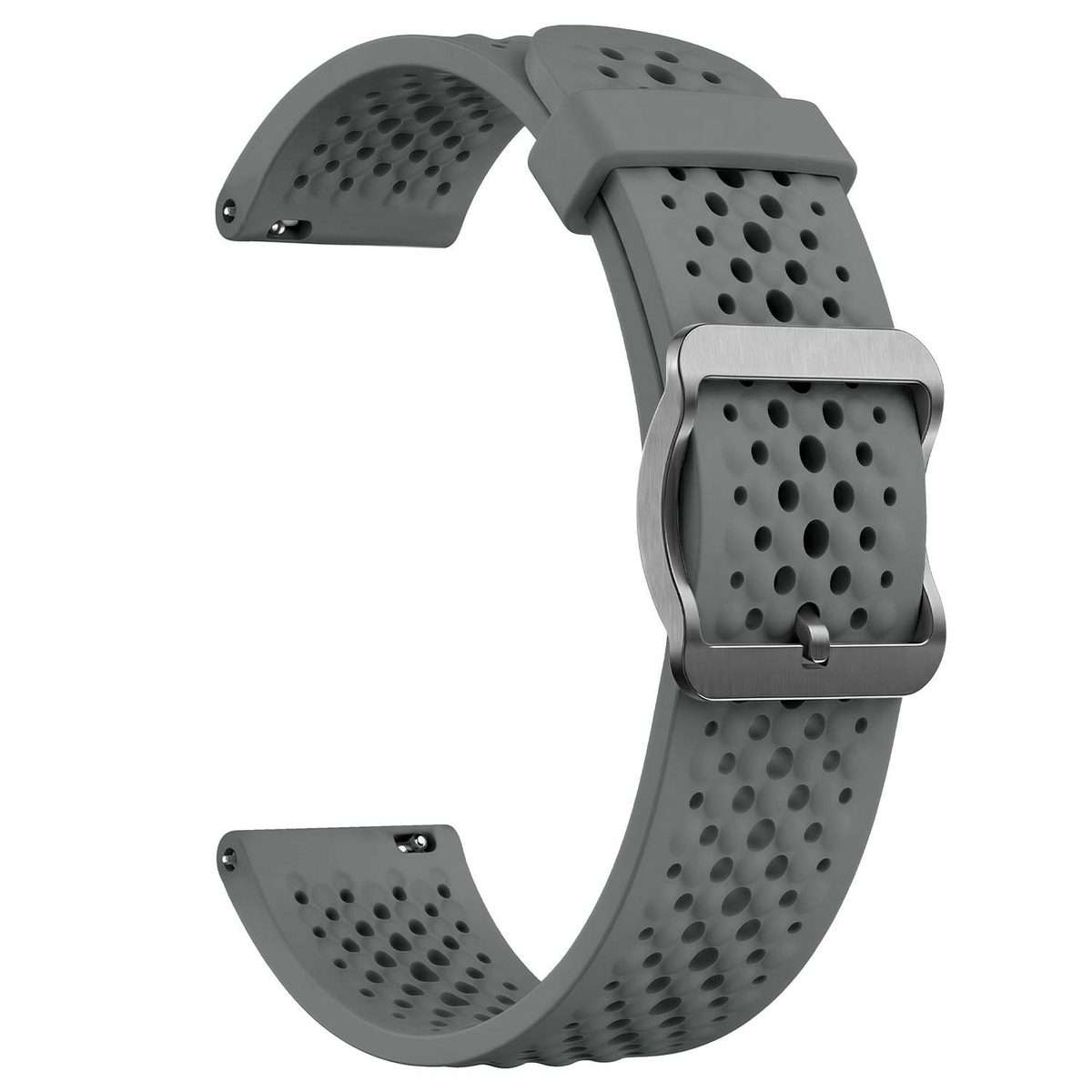 18mm Perforated Breathable Pin Buckle Silicone Watch Band(Dark Grey)