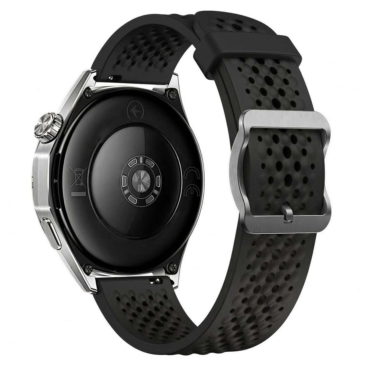20mm Perforated Breathable Pin Buckle Silicone Watch Band(Black)