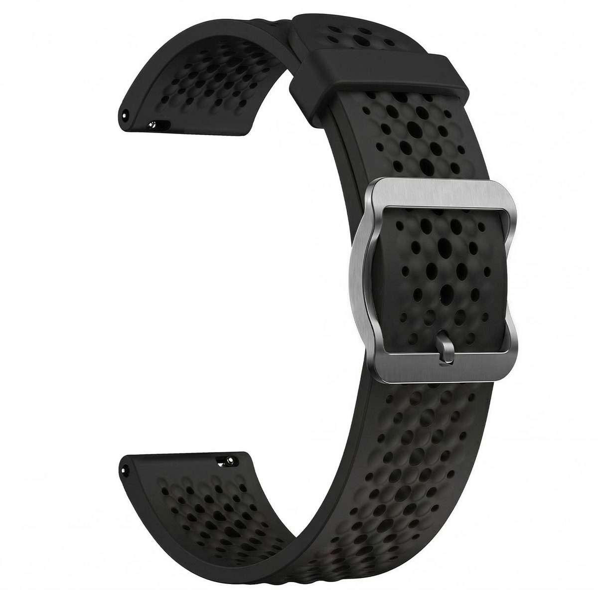 20mm Perforated Breathable Pin Buckle Silicone Watch Band(Black)