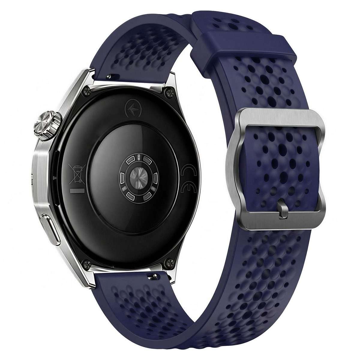 20mm Perforated Breathable Pin Buckle Silicone Watch Band(Midnight Blue)