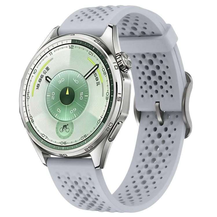 20mm Perforated Breathable Pin Buckle Silicone Watch Band(Grey)