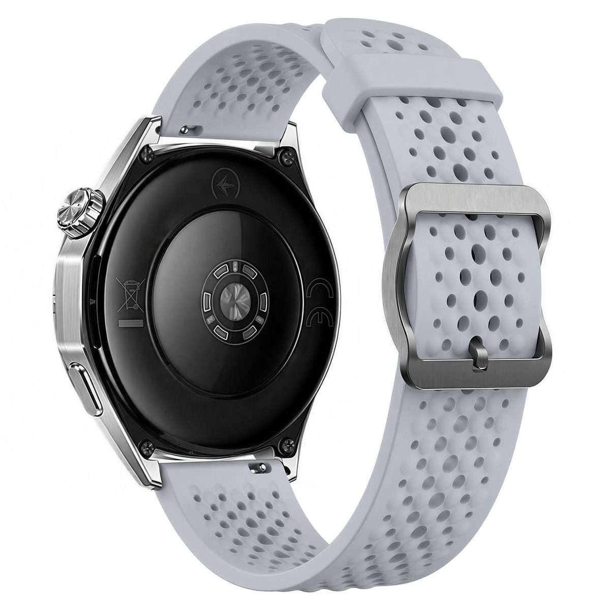 20mm Perforated Breathable Pin Buckle Silicone Watch Band(Grey)