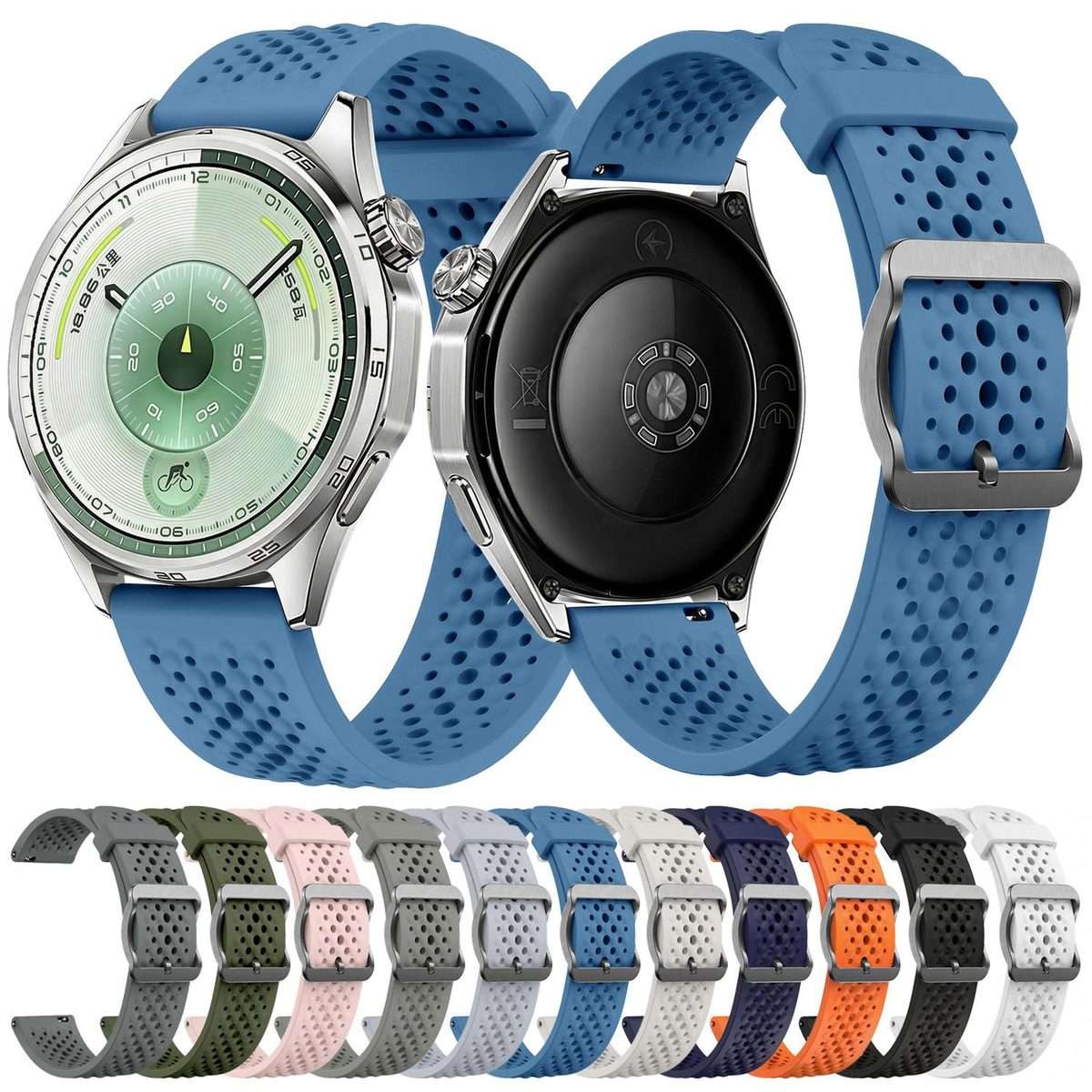 20mm Perforated Breathable Pin Buckle Silicone Watch Band(Grey)