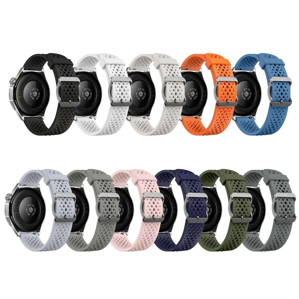 20mm Perforated Breathable Pin Buckle Silicone Watch Band(Grey)