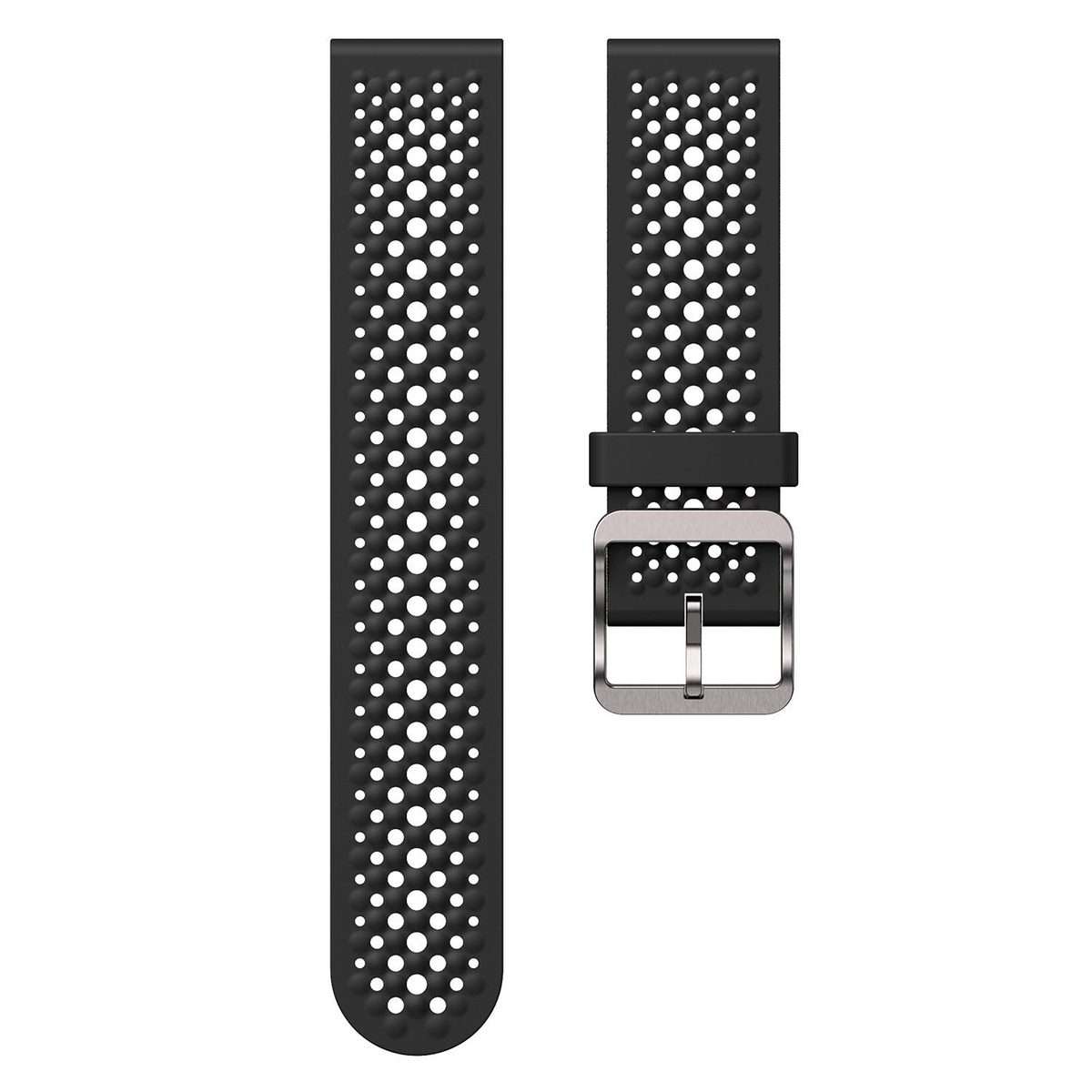 22mm Perforated Breathable Pin Buckle Silicone Watch Band(Black)