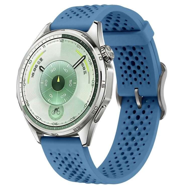 22mm Perforated Breathable Pin Buckle Silicone Watch Band(Blue)