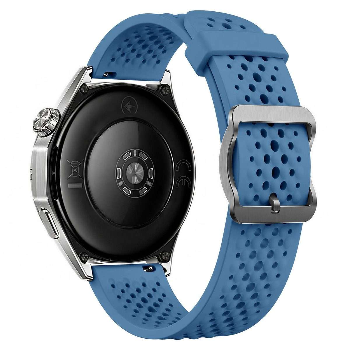 22mm Perforated Breathable Pin Buckle Silicone Watch Band(Blue)