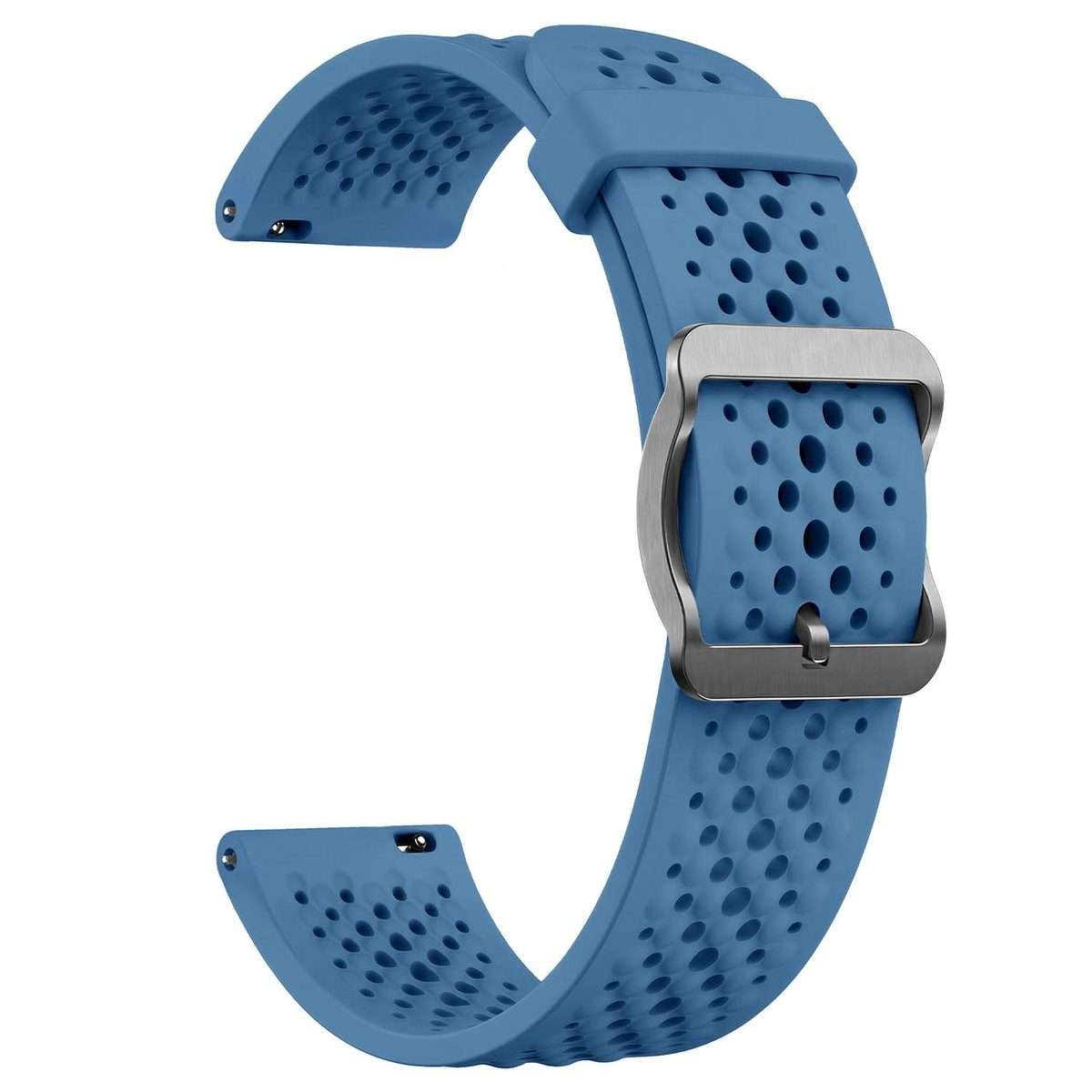 22mm Perforated Breathable Pin Buckle Silicone Watch Band(Blue)
