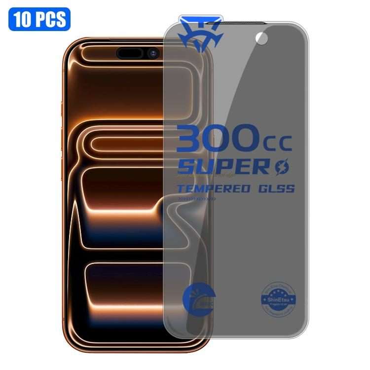 For iPhone 17 Pro Max 10pcs 300CC Large Arc Antistatic Corning Gorilla Privacy Tempered Glass Film