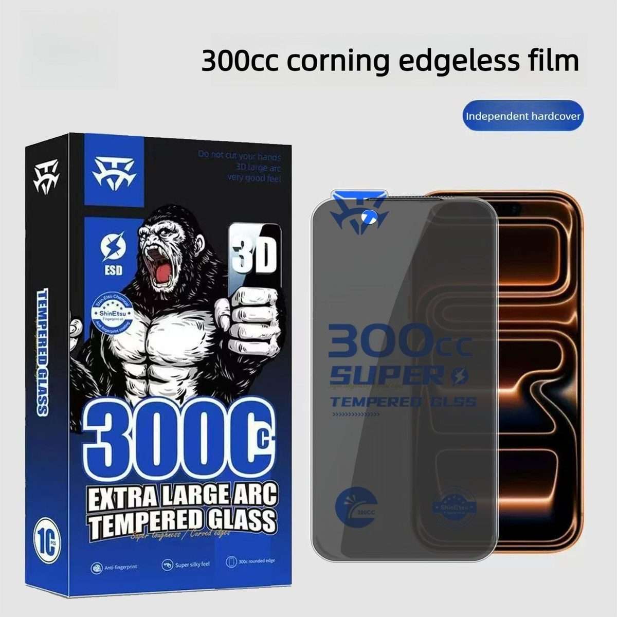 For iPhone 14 Pro Max 10pcs 300CC Large Arc Antistatic Corning Gorilla Privacy Tempered Glass Film