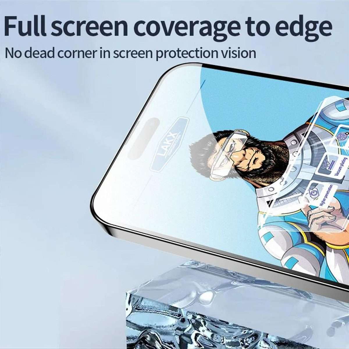 For iPhone 15 Pro 10pcs Blue Gorilla Anti-fingerprint Anti-static Silk Screen HD Electroplated Tem