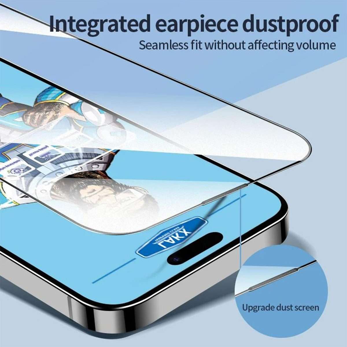 For iPhone 15 Pro 10pcs Blue Gorilla Anti-fingerprint Anti-static Silk Screen HD Electroplated Tem