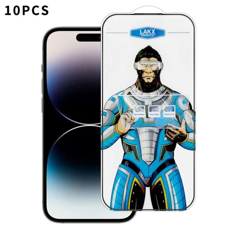 For iPhone 14 Pro 10pcs Blue Gorilla Anti-fingerprint Anti-static Silk Screen HD Electroplated Tem