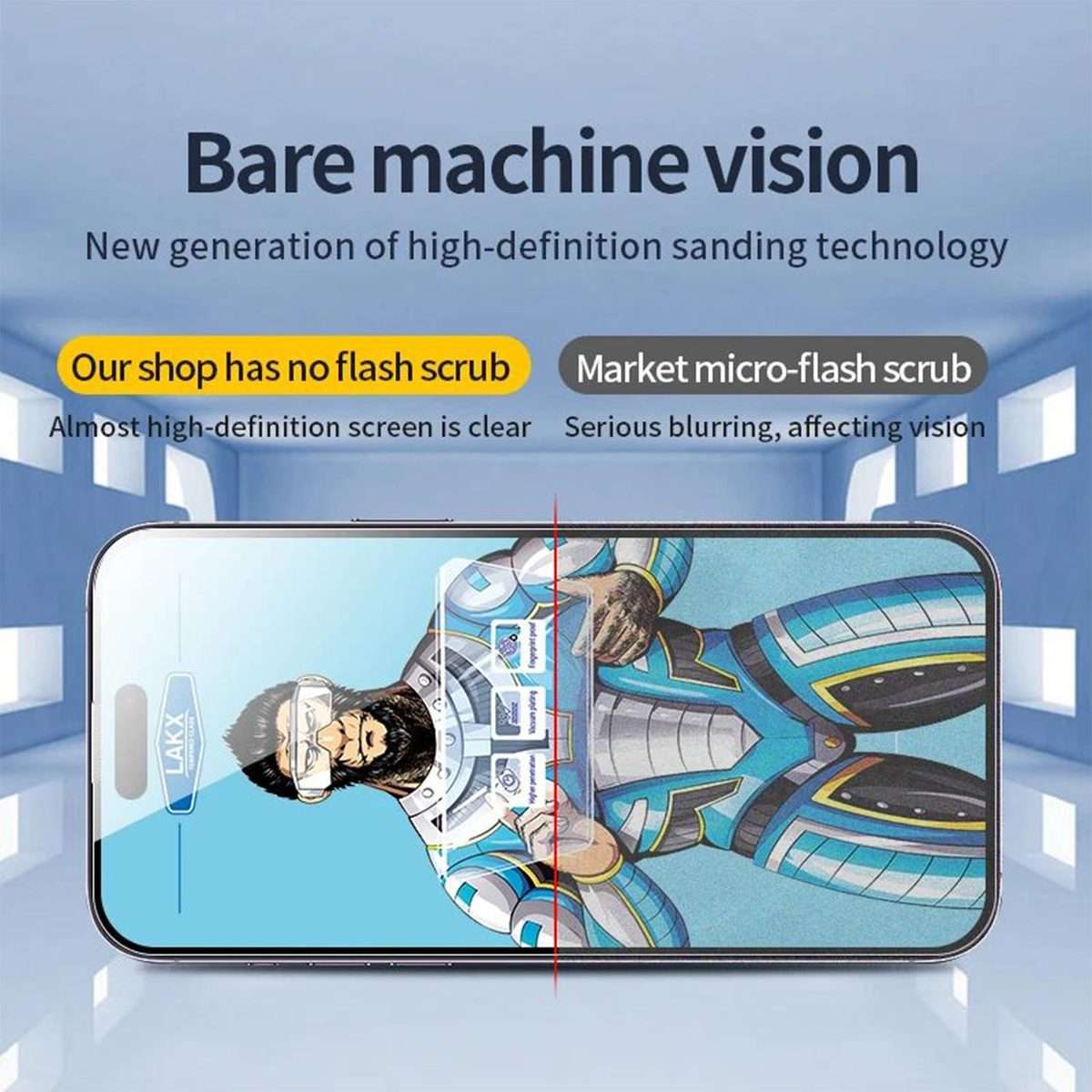For iPhone 14 Pro 10pcs Blue Gorilla Anti-fingerprint Anti-static Silk Screen HD Electroplated Tem