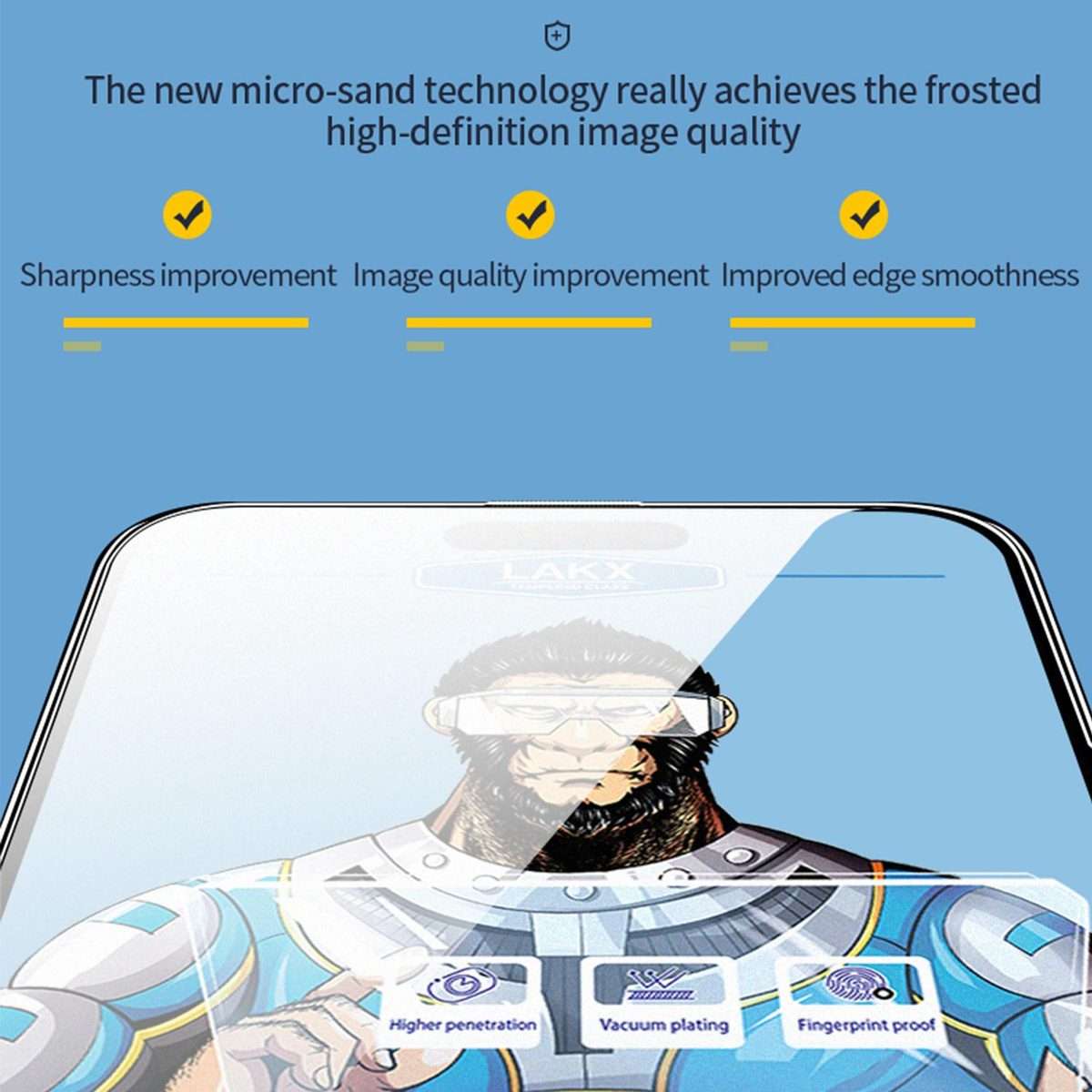 For iPhone 14 Pro 10pcs Blue Gorilla Anti-fingerprint Anti-static Silk Screen HD Electroplated Tem