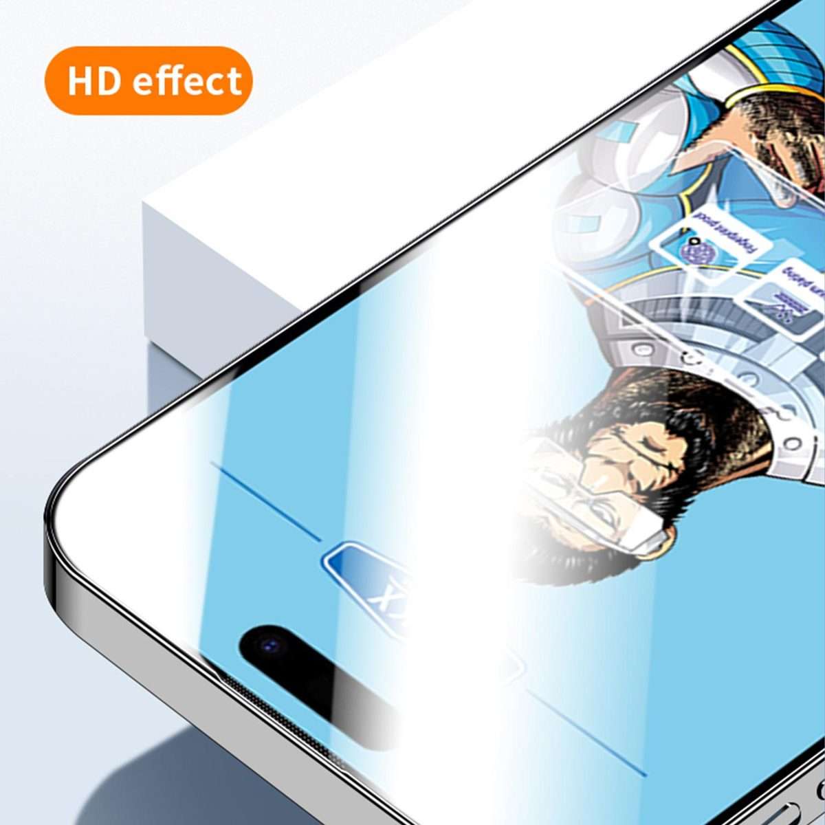 For iPhone 14 Pro 10pcs Blue Gorilla Anti-fingerprint Anti-static Silk Screen HD Electroplated Tem