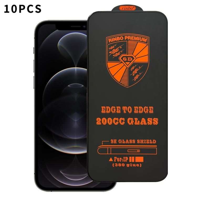 For iPhone 12 Pro Max 10pcs 200CC 6D Anti-Static Screen Printing HD Tempered Glass Flim