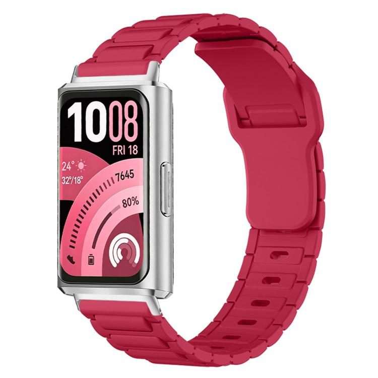 For Huawei Band 11 / Band 11 Pro I-Shape Texture Reverse Buckle Silicone Watch Band(Red)