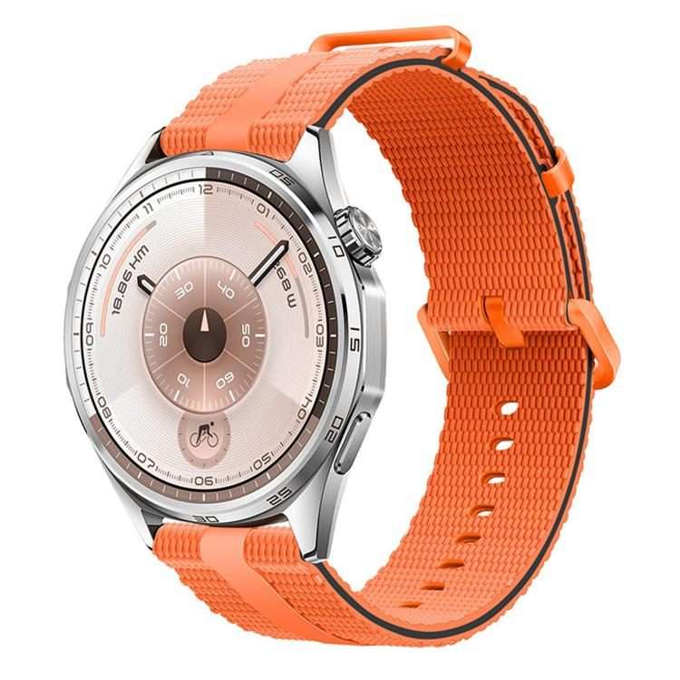 18mm Line Pattern Silicone Watch Band(Orange Black)