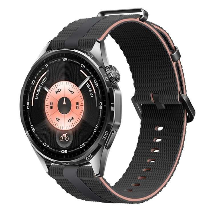 18mm Line Pattern Silicone Watch Band(Black Pink)