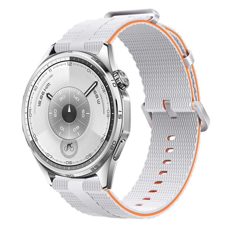 20mm Line Pattern Silicone Watch Band(White Orange)