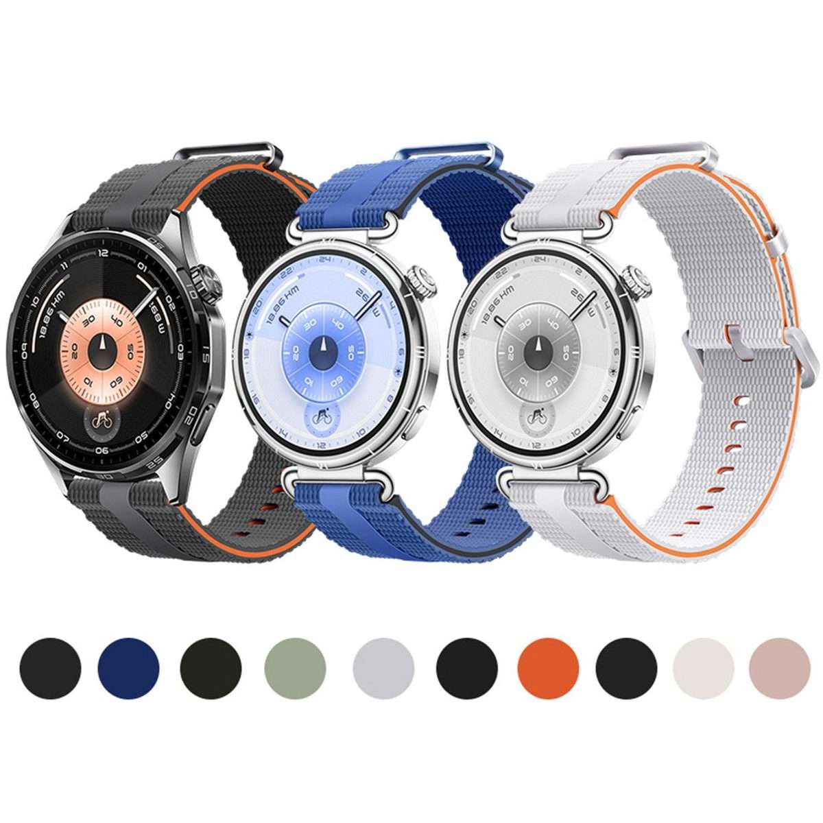 20mm Line Pattern Silicone Watch Band(White Orange)