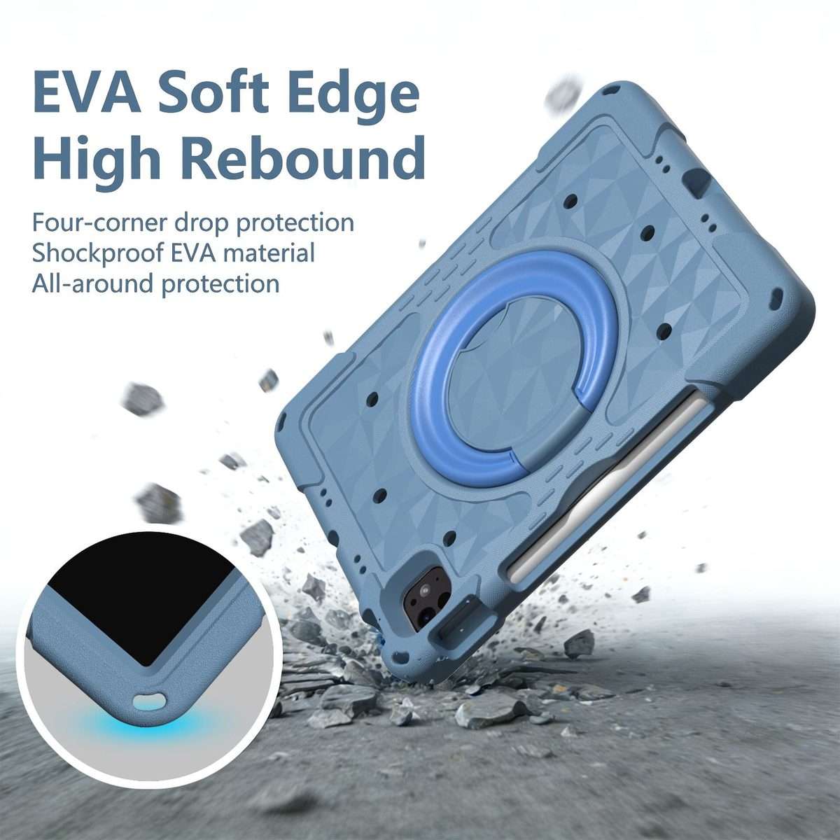 For iPad 2026 / 2025 / Air 11 2026 / 2025 Magic Ring Rotation Holder Shockproof Tablet ... (Blue)