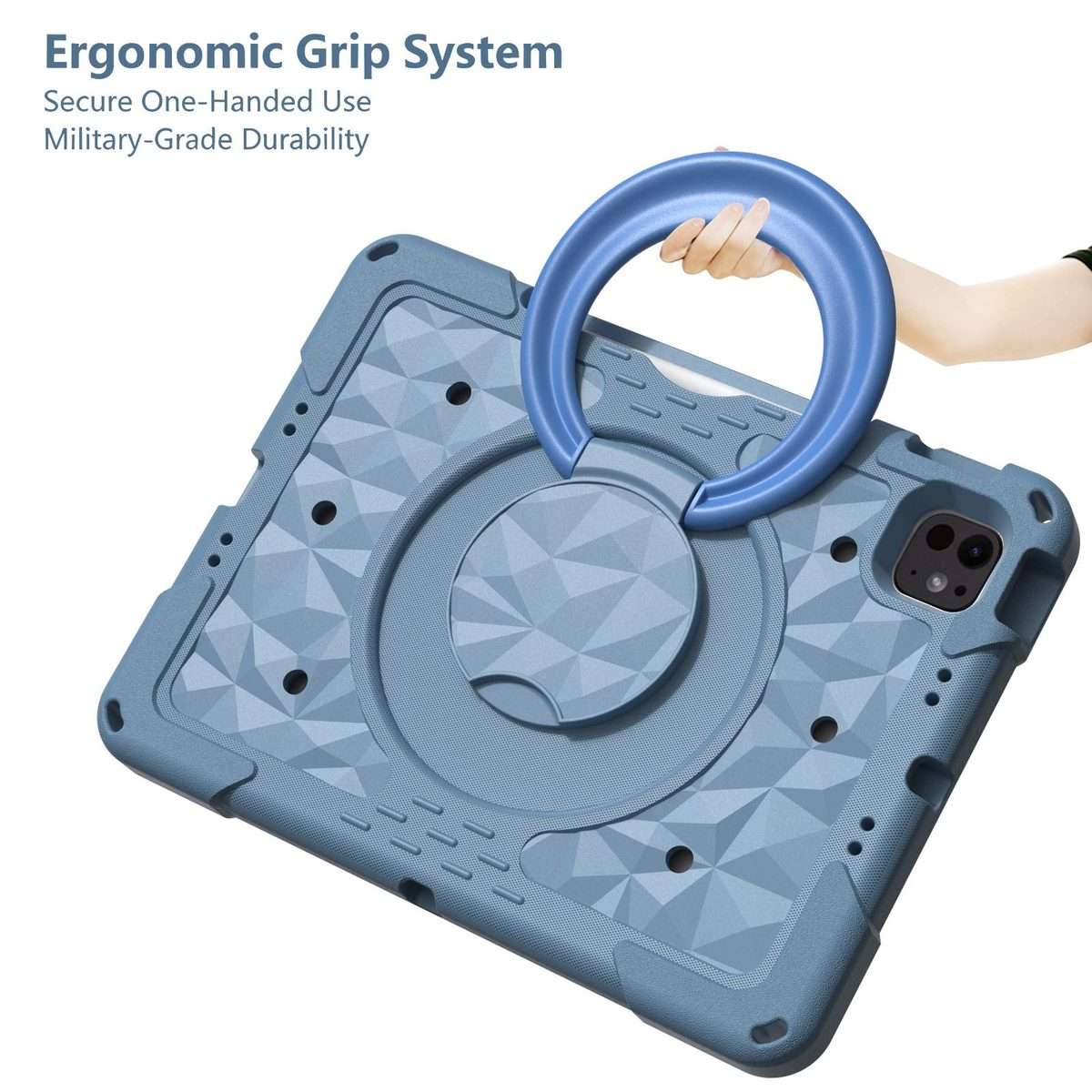 For iPad 2026 / 2025 / Air 11 2026 / 2025 Magic Ring Rotation Holder Shockproof Tablet ... (Blue)