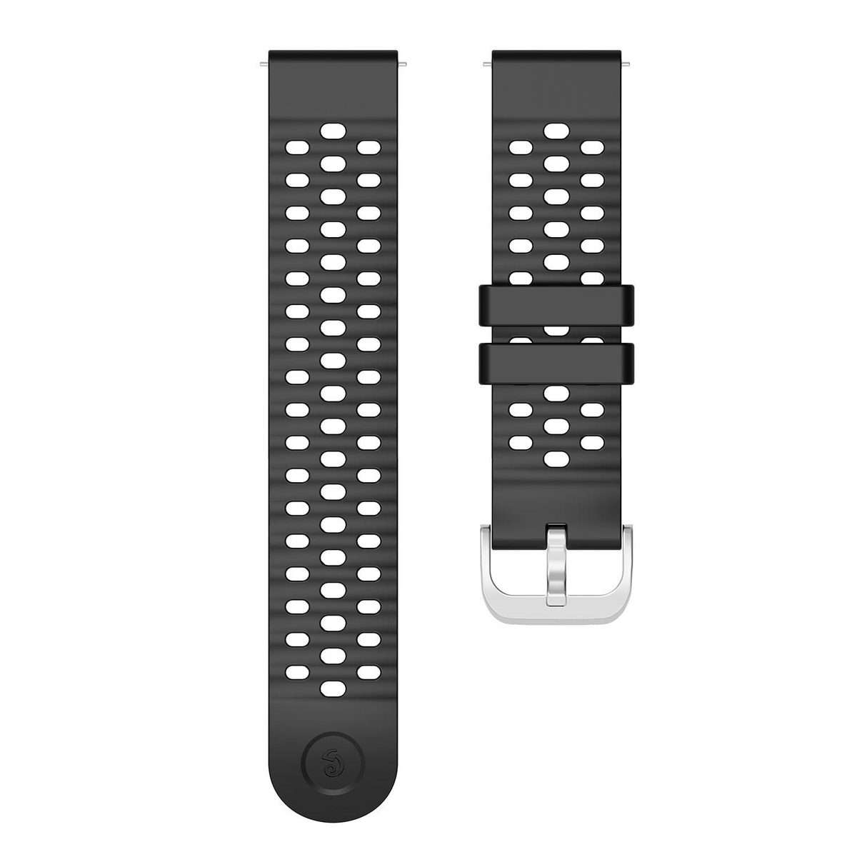 20mm Perforated Wave Textured Silicone Watch Band(Black)