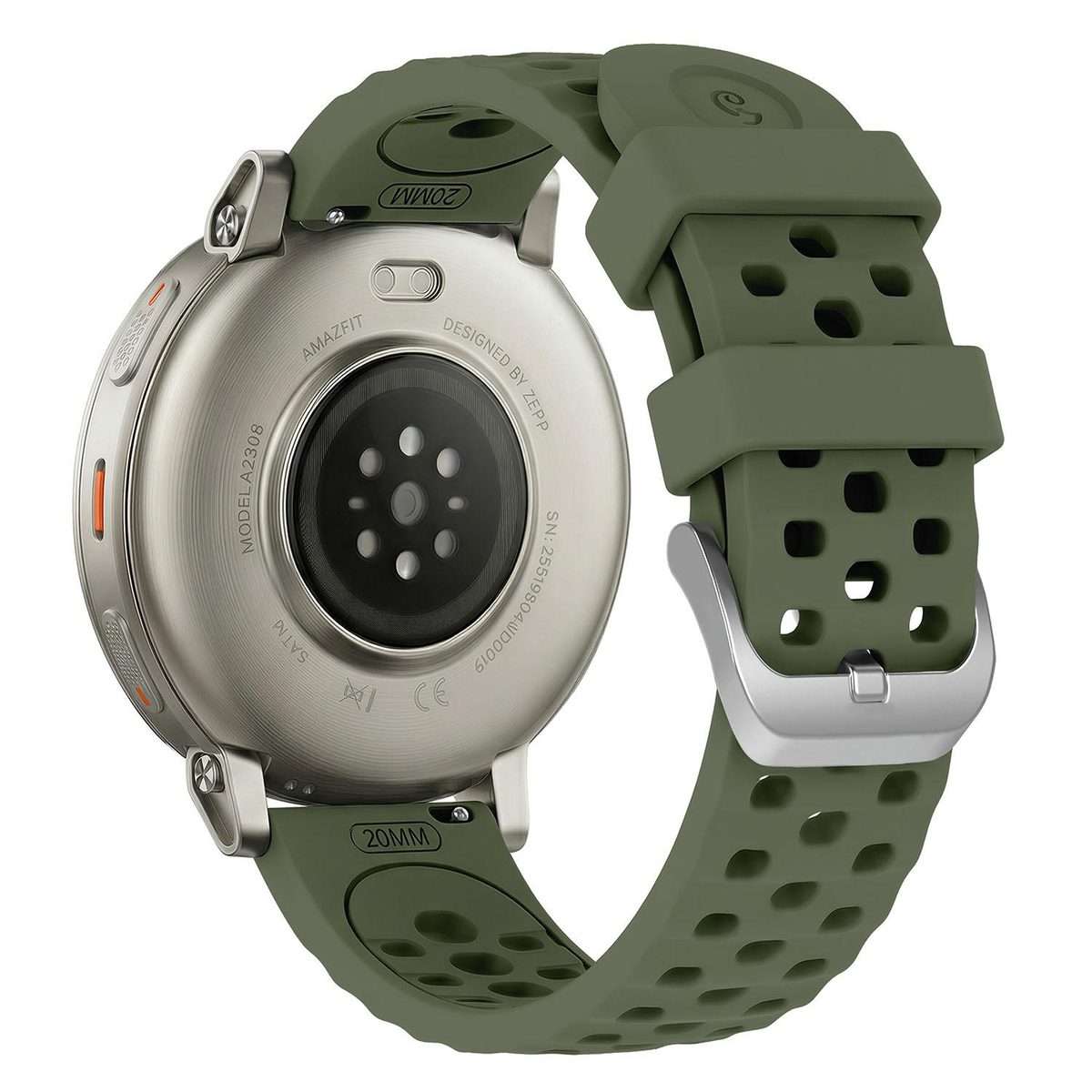 20mm Perforated Wave Textured Silicone Watch Band(Army Green)