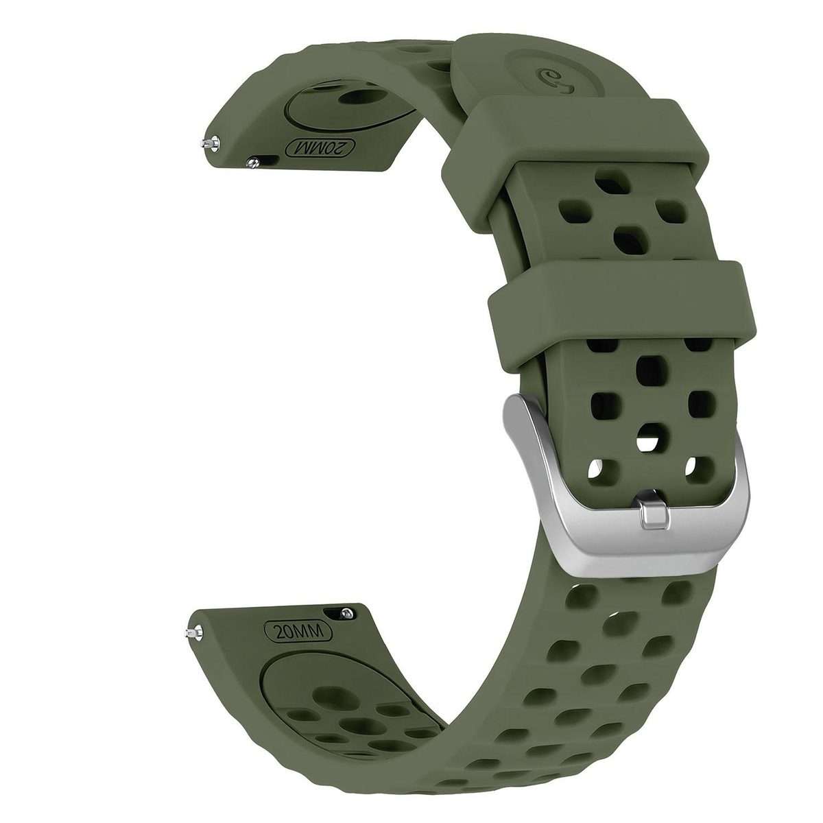 20mm Perforated Wave Textured Silicone Watch Band(Army Green)