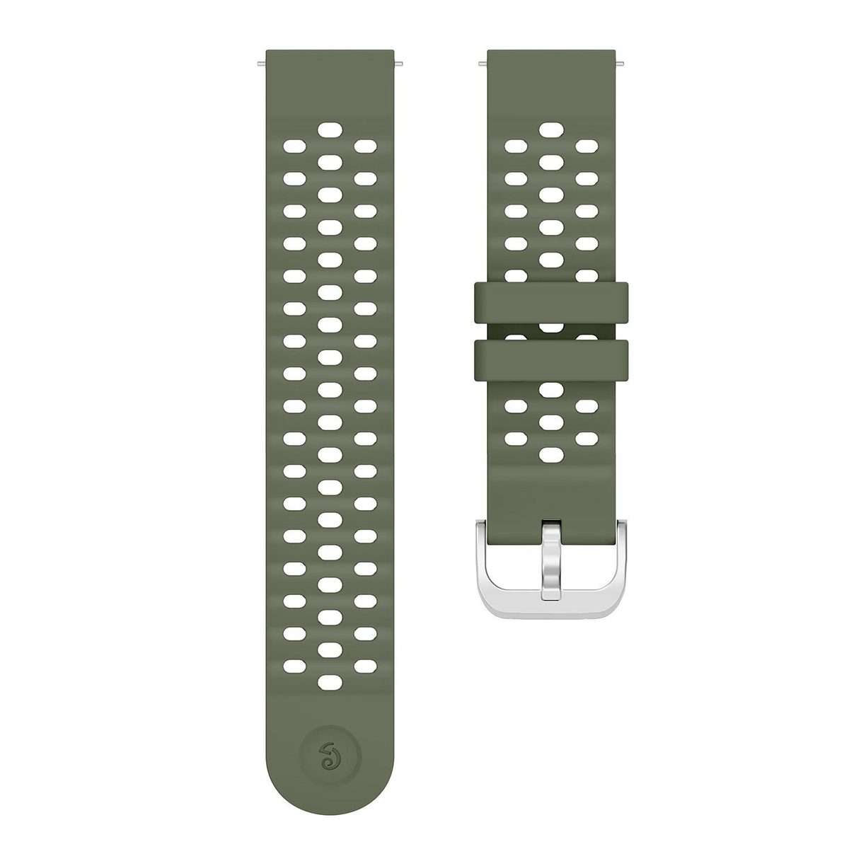 20mm Perforated Wave Textured Silicone Watch Band(Army Green)