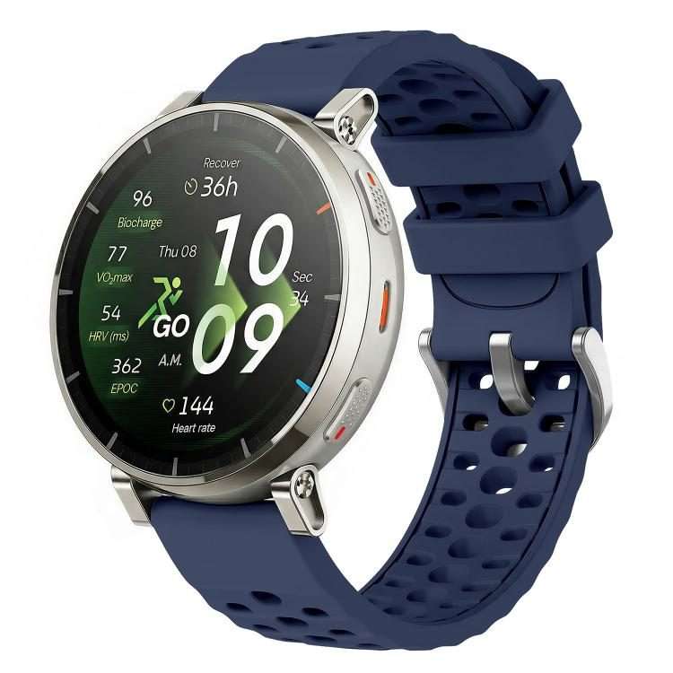 20mm Perforated Wave Textured Silicone Watch Band(Midnight Blue)
