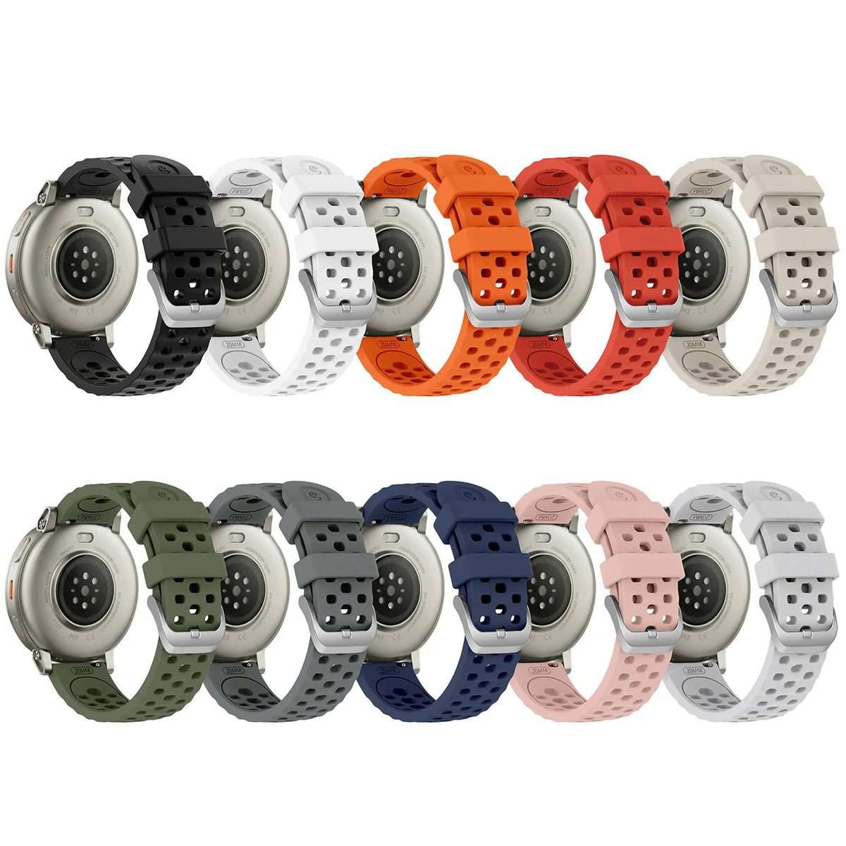 20mm Perforated Wave Textured Silicone Watch Band(Midnight Blue)
