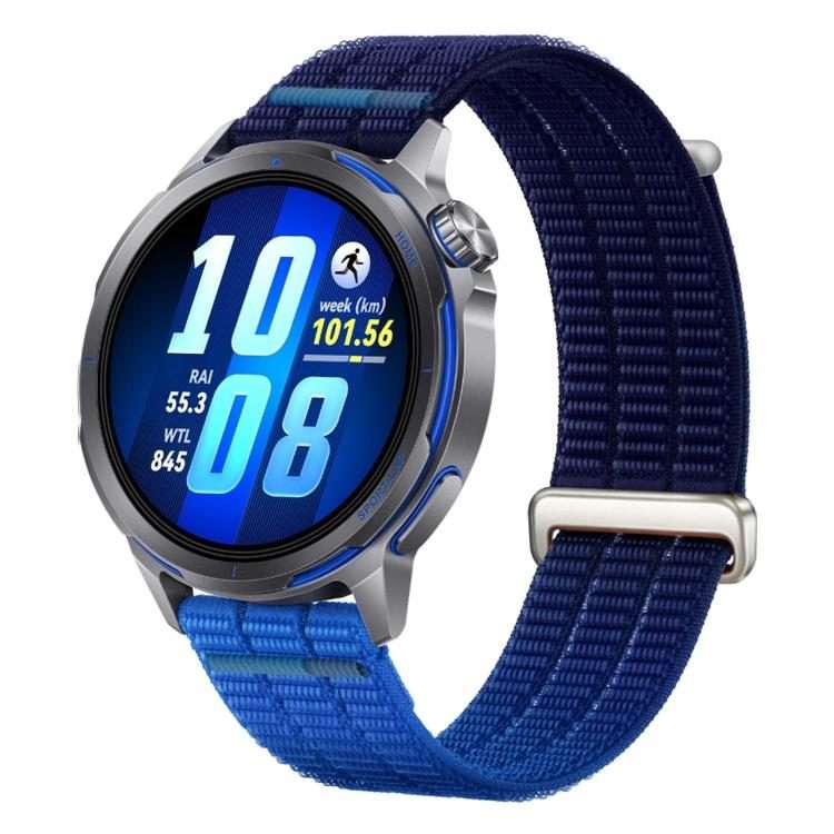18mm Double-Link Cloud-Feel Breathable Nylon Loop Metal Head Watch Band(Twilight Blue)