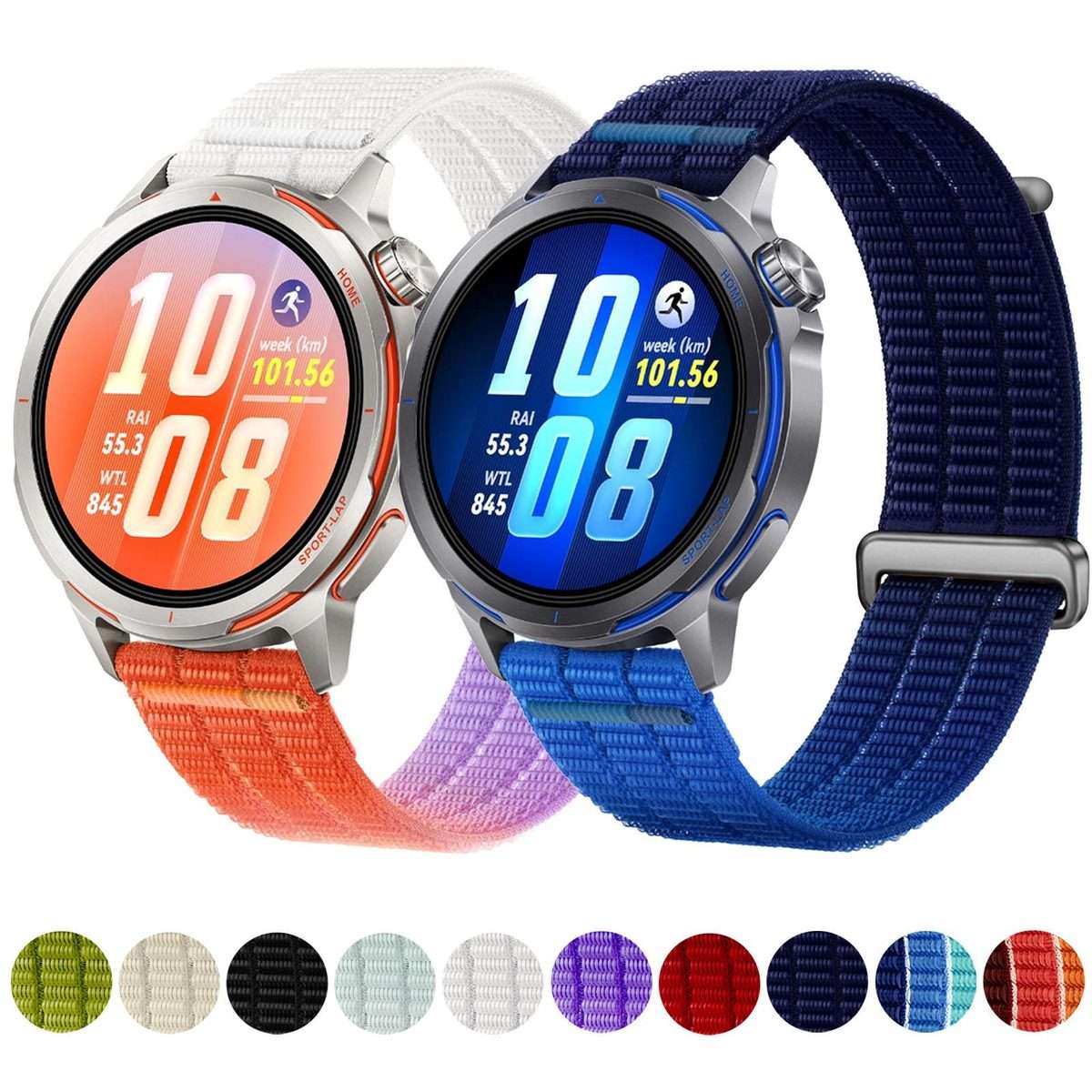 18mm Double-Link Cloud-Feel Breathable Nylon Loop Metal Head Watch Band(Twilight Blue)