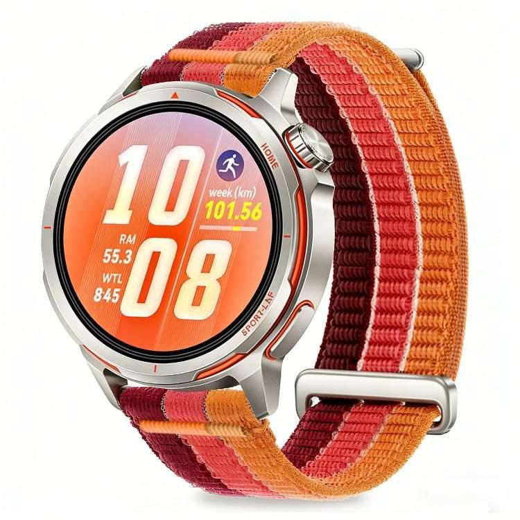 22mm Double-Link Cloud-Feel Breathable Nylon Loop Metal Head Watch Band(Fiery Red)