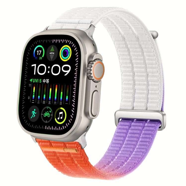 For Apple Watch 46mm / 49mm / 45mm / 44mm Double-Link Cloud-Feel Breathable Nylo ... (Dawn Orange)