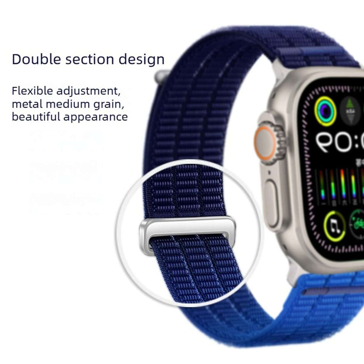 For Apple Watch 46mm / 49mm / 45mm / 44mm Double-Link Cloud-Feel Breathable Ny ... (Twilight Blue)