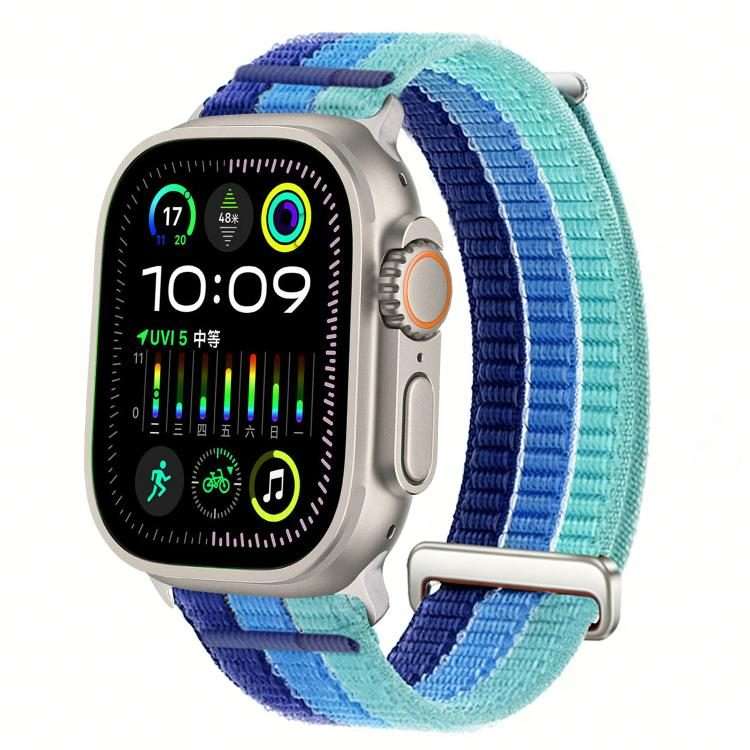 For Apple Watch 46mm / 49mm / 45mm / 44mm Double-Link Cloud-Feel Breathable Nylo ... (Island Blue)