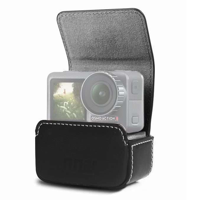 Waterproof Mini Leather Case Storage Carrying Box for DJI OSMO Action / GoPro / SJCAM ... (Black)