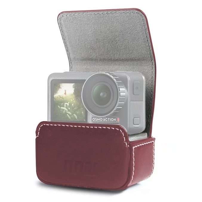 Waterproof Mini Leather Case Storage Carrying Box for DJI OSMO Action / GoPro / SJCAM ... (Coffee)